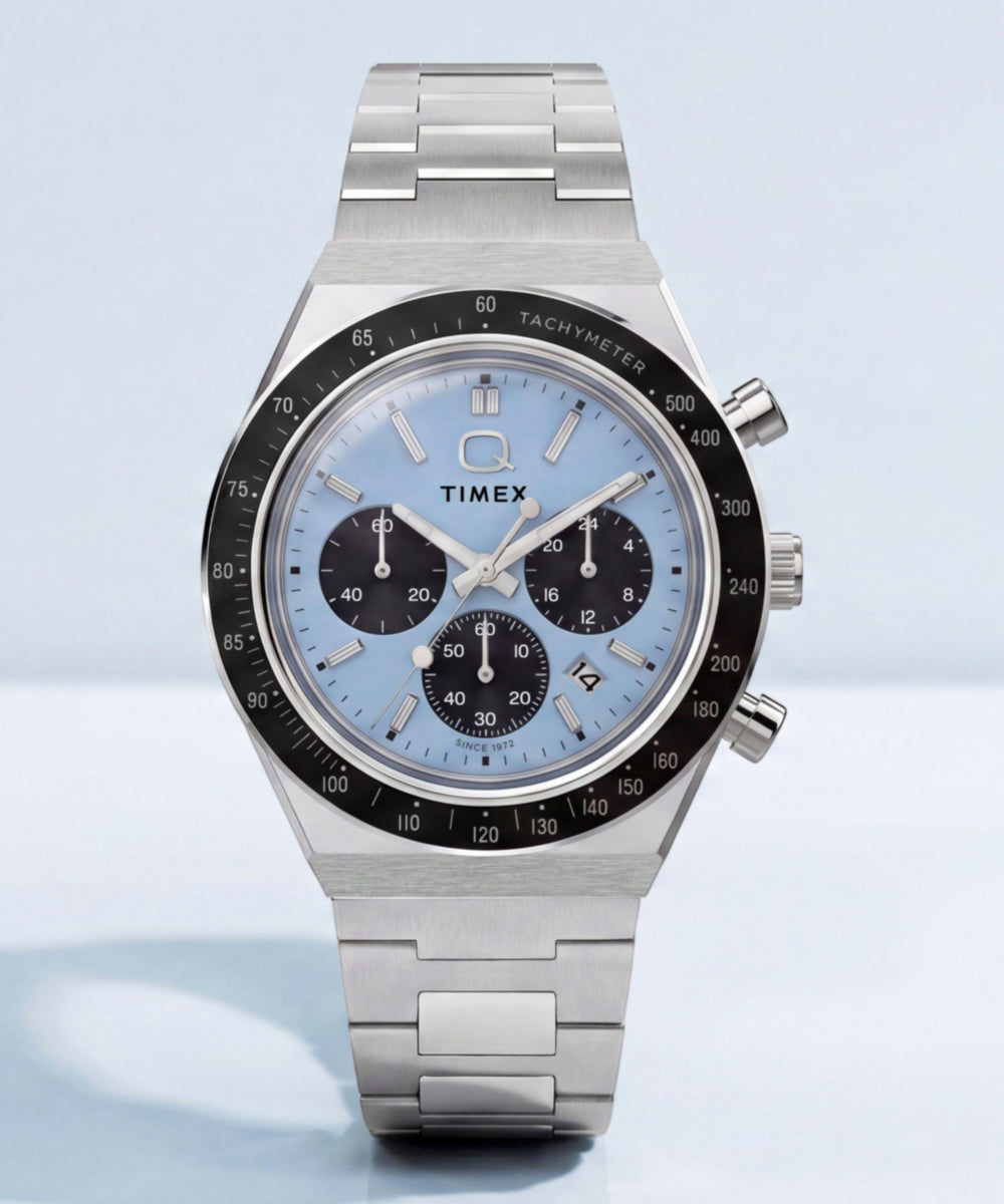 Q Timex Chronograph 40mm Stainless Steel Bracelet Watch
