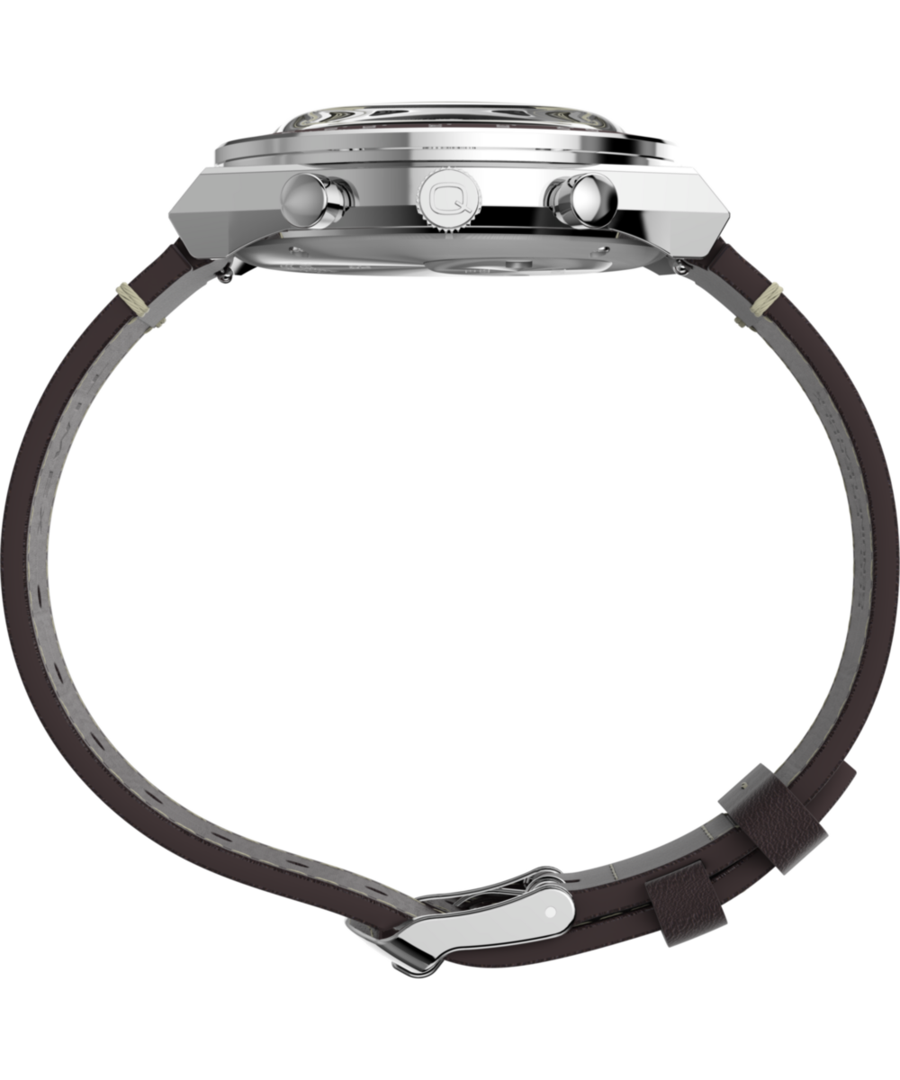 Q Timex Chronograph 40mm Leather Strap Watch