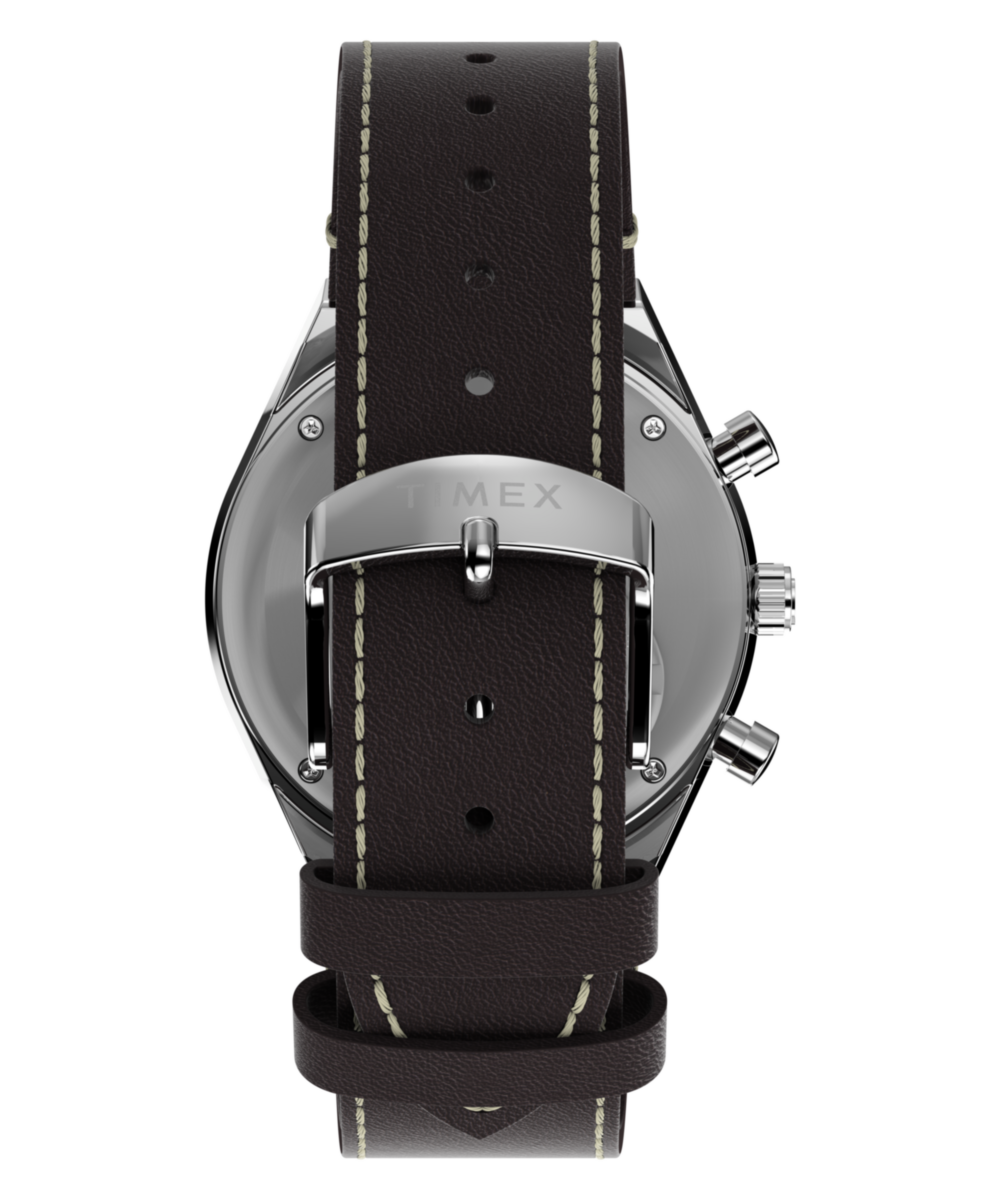Q Timex Chronograph 40mm Leather Strap Watch