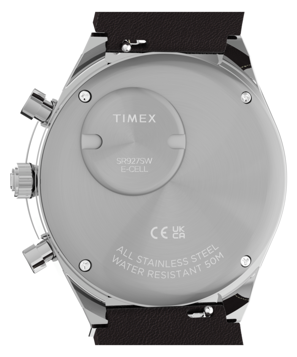Q Timex Chronograph 40mm Leather Strap Watch