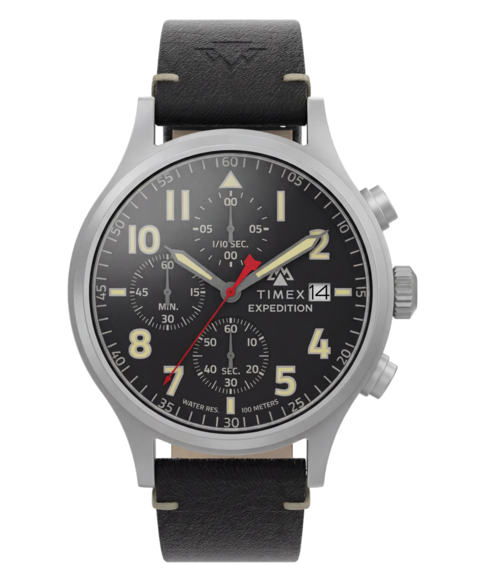 Expedition® Sierra Chronograph 43mm Leather Strap Watch