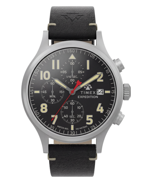 Expedition® Sierra Chronograph 43mm Leather Strap Watch