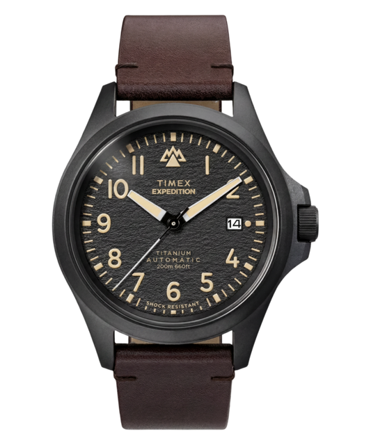 Expedition® Field Post Titanium Automatic 41mm Leather Strap Watch
