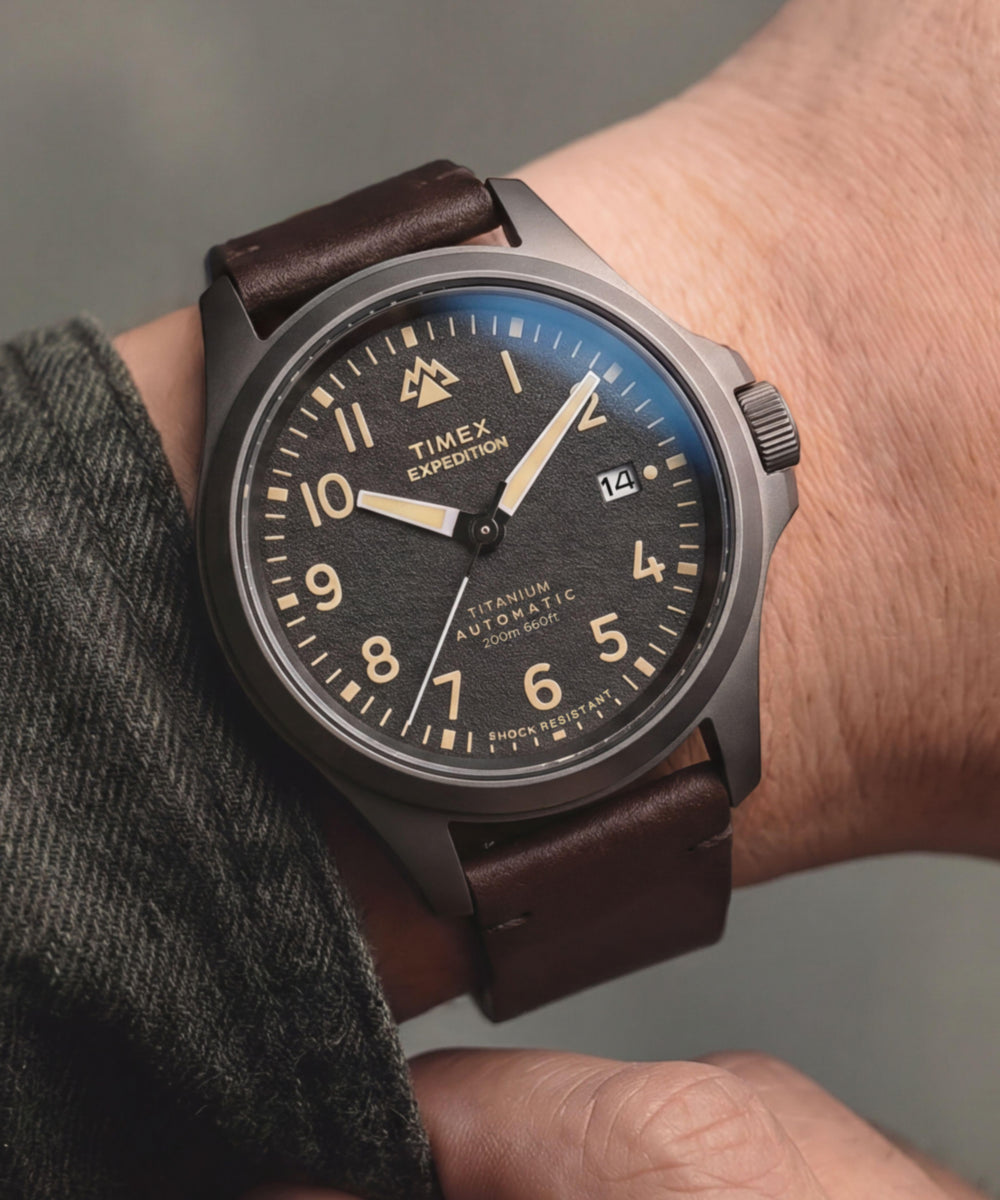 Expedition® Field Post Titanium Automatic 41mm Leather Strap Watch