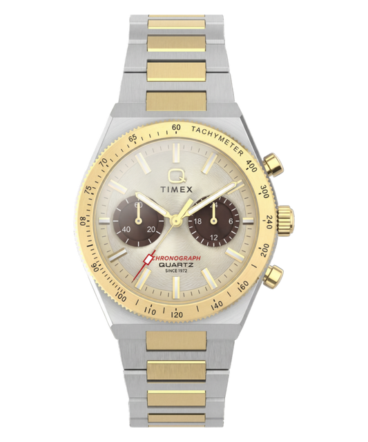 Q Timex Continental Chronograph 36mm Stainless Steel Bracelet Watch