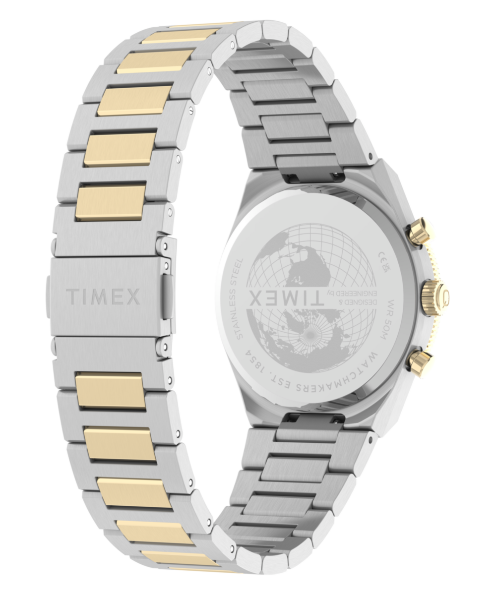 Q Timex Continental Chronograph 36mm Stainless Steel Bracelet Watch