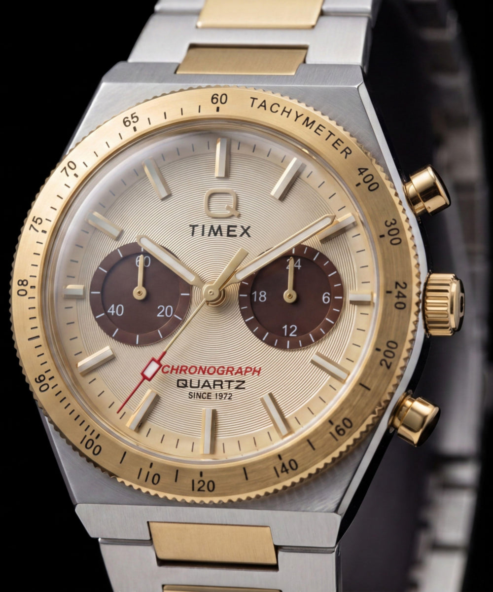 Q Timex Continental Chronograph 36mm Stainless Steel Bracelet Watch