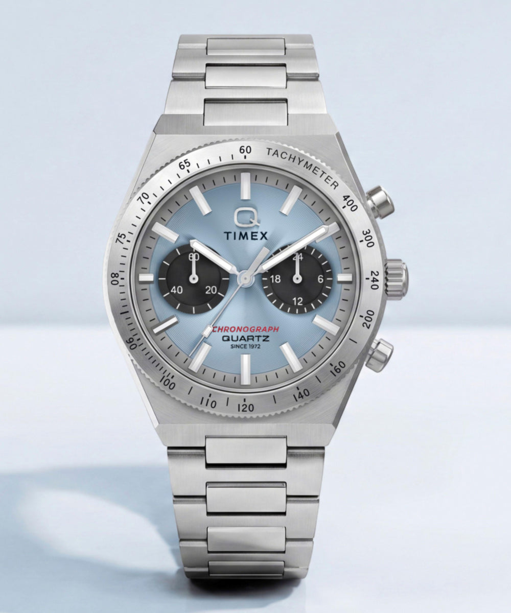 Q Timex Continental Chronograph 36mm Stainless Steel Bracelet Watch