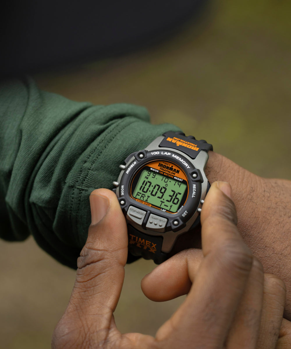 TIMEX® IRONMAN® Flix 100 Lap 42mm PU Strap Watch 