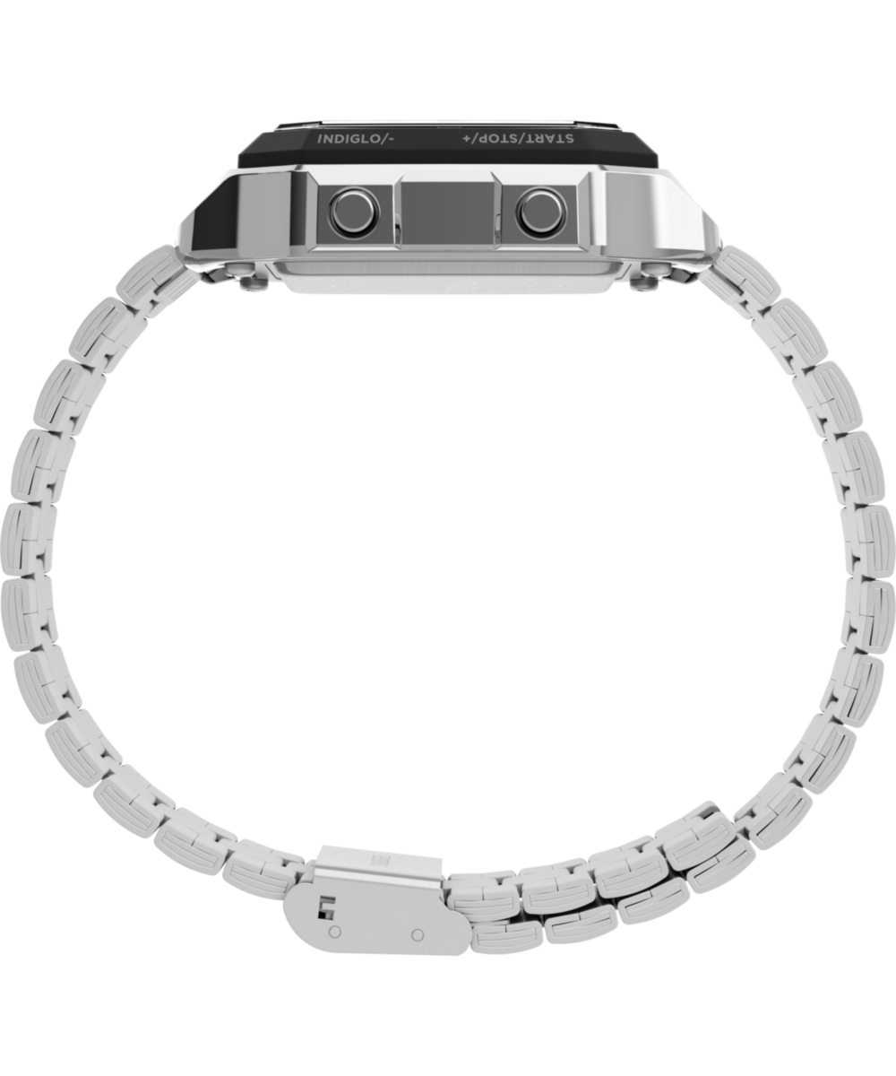 World Time Digital 40mm Stainless Steel Bracelet Watch