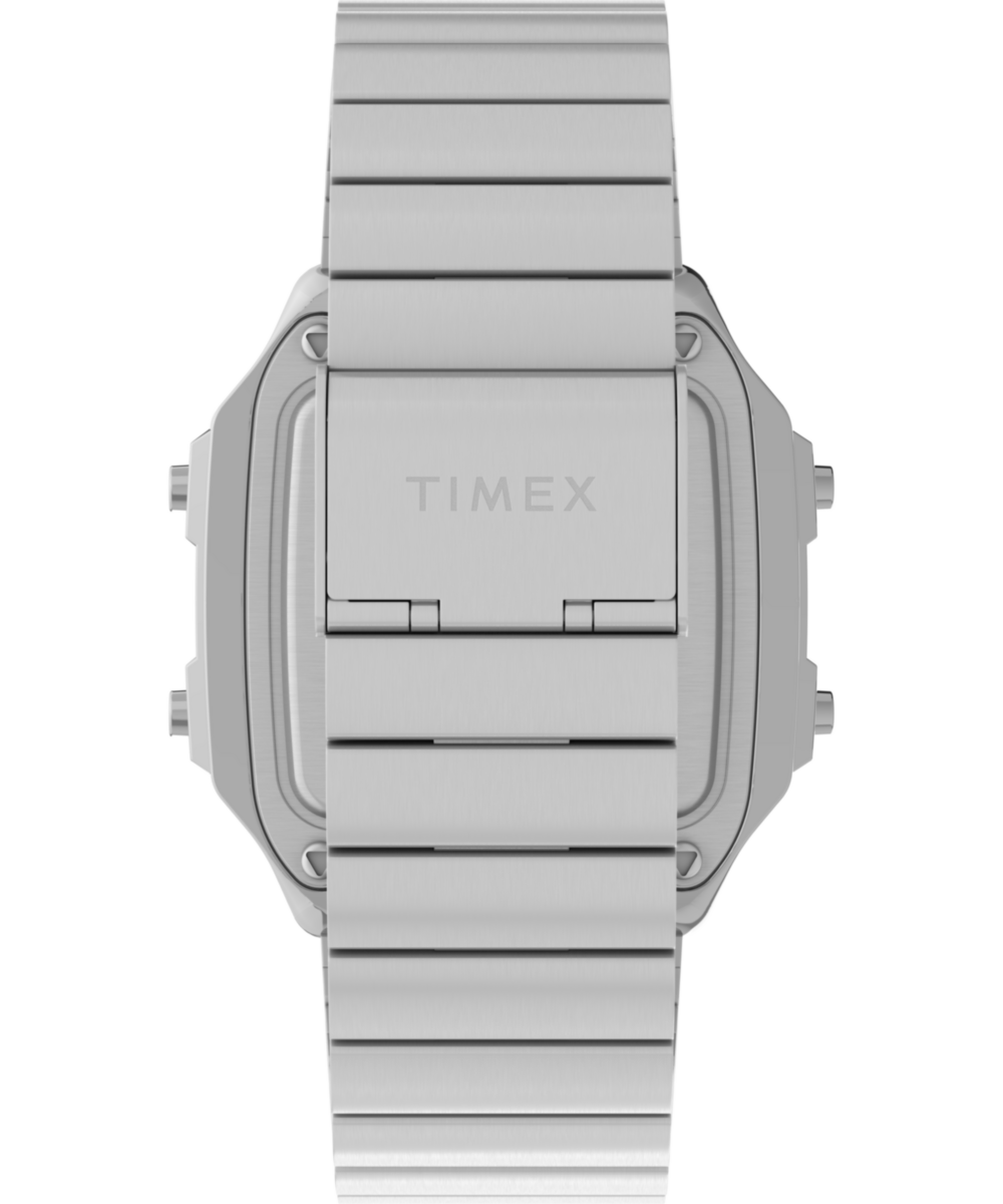 World Time Digital 40mm Stainless Steel Bracelet Watch