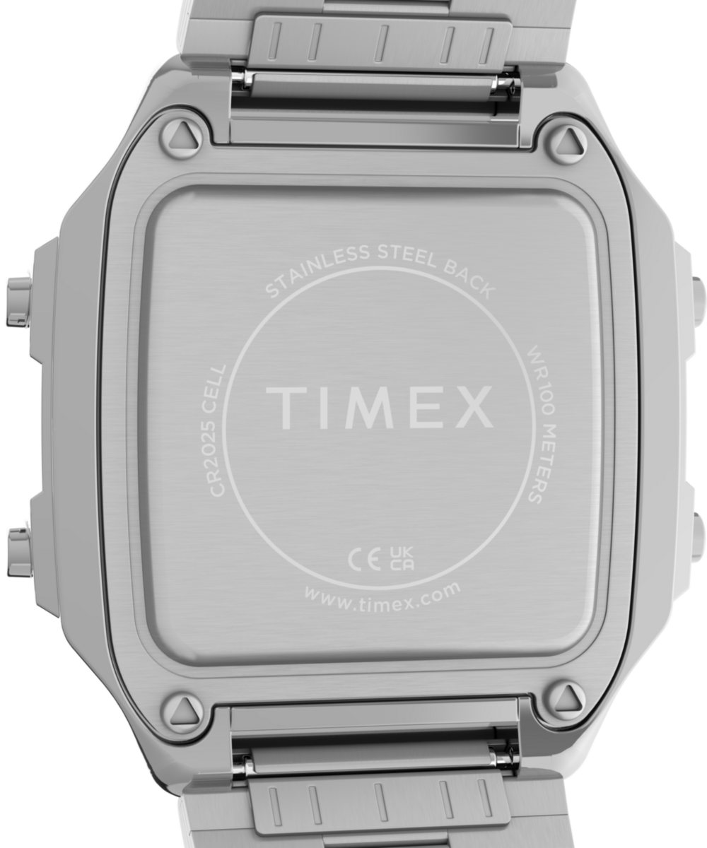 World Time Digital 40mm Stainless Steel Bracelet Watch