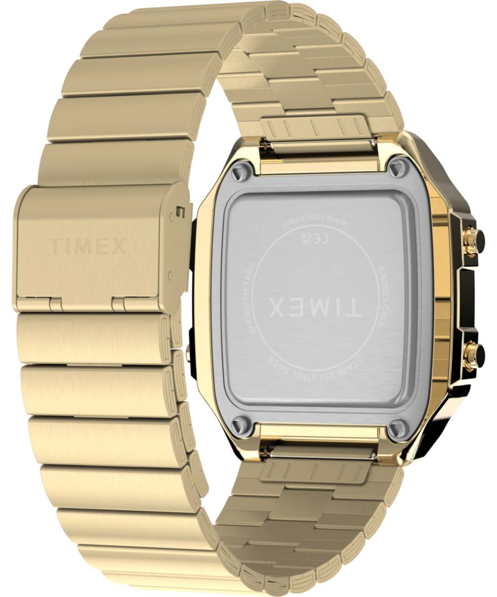 World Time Digital 40mm Stainless Steel Bracelet Watch