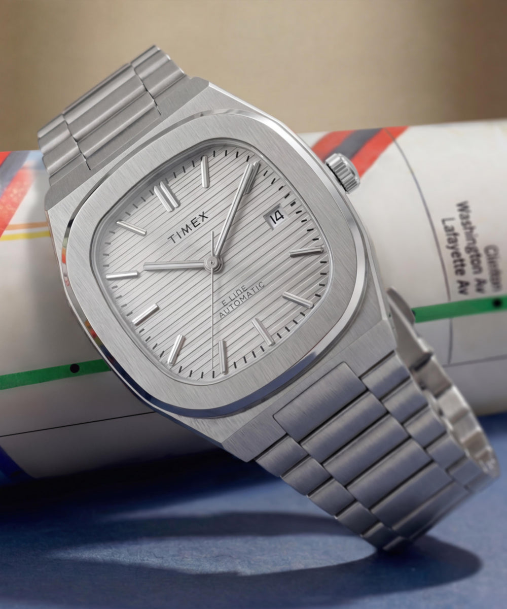 Timex® Automatic E Line 38mm Stainless Steel Bracelet Watch