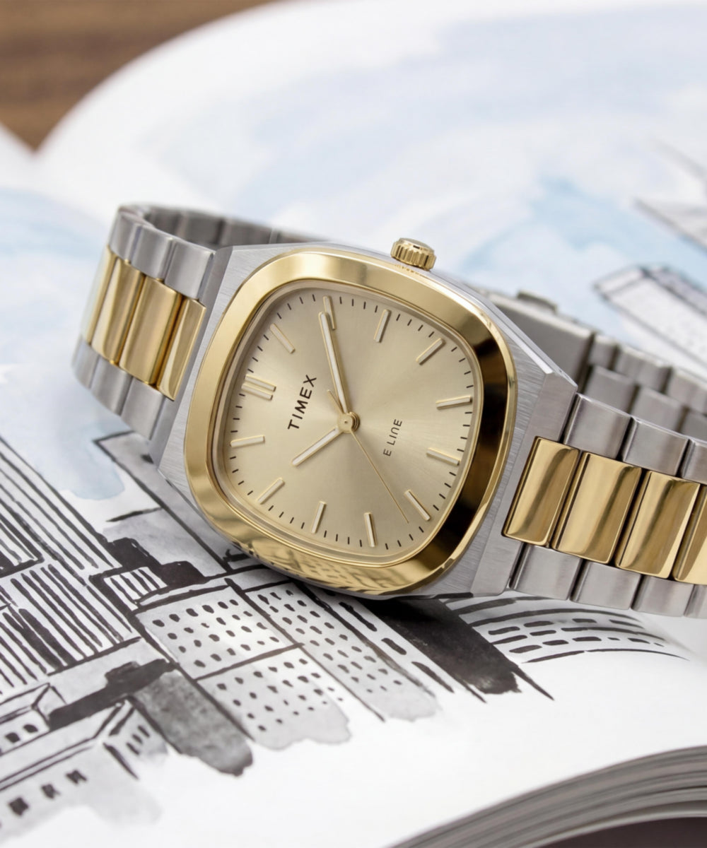 Timex® Quartz E Line 30mm Stainless Steel Bracelet Watch