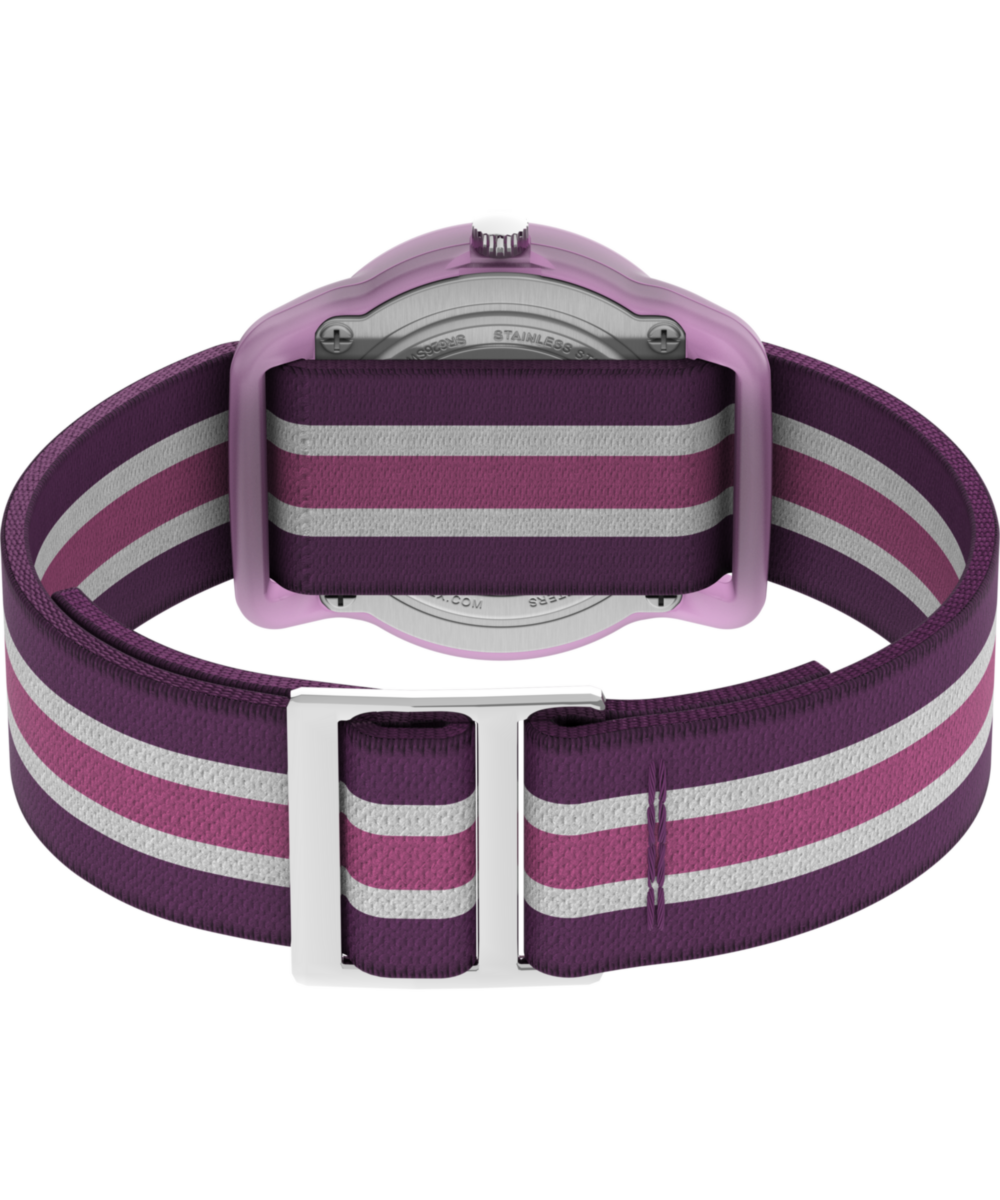 TIMEX TIME MACHINES® 29mm Purple Stripe Elastic Fabric Kids Watch